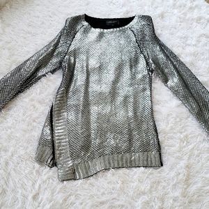 Silver metallic sweater